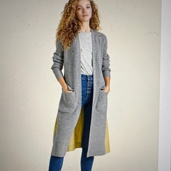 Veronica Beard Sweaters - Veronica Beard Pearl Mixed Media Trench Cardigan in Grey Melange S